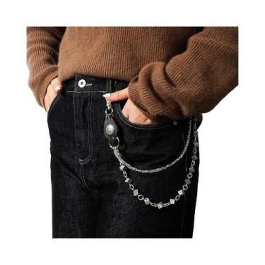 Imagem de Calças De Corrente Estilo Punk Com Rebites Pesados E Detalhes Em PU Pa