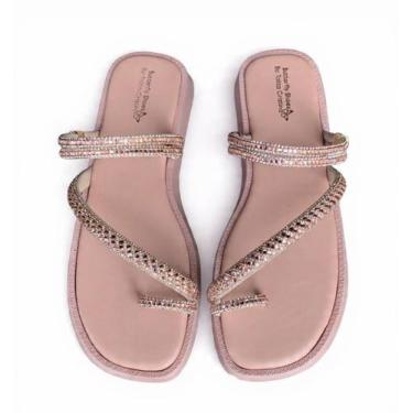 Imagem de sandalia papete feminina flat strass macia ultra comfort - butterflay,