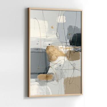 Imagem de Quadro com Moldura e Acrilico Cristal Vidro Abstrato em Linhas para Sa