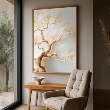 Imagem de Quadro com Moldura e Acrilico Cristal Vidro Raizes Essência para Sala,