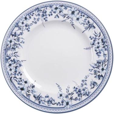 Imagem de Prato Raso de Jantar 28cm Porcelana Tramontina Azzura Floral Azul Avul