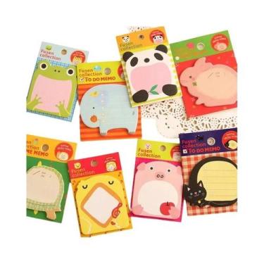 Imagem de Blocos De Notas Adesivas De Animais Fofos - Kit Com 8 Peças: Panda, Ga