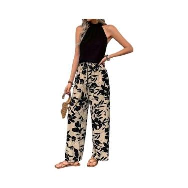 Imagem de Calças Largas Estampadas Para Mulheres plus Size, Casuais, Com Cintura