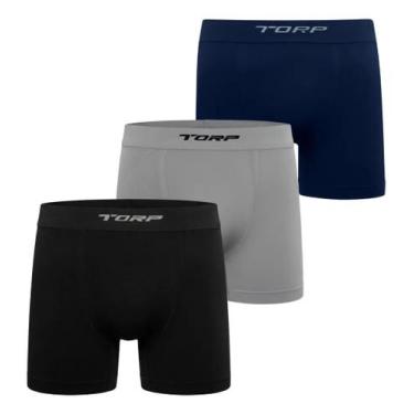 Imagem de Kit 3 Cuecas Boxer Torp Anti Assadura Sem Costura Confort Lisa Poliami