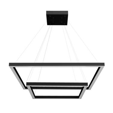 Imagem de Pendente Perfiline 2 Módulos Quadrados Preto 60cm Led 70W 3000K Bivolt