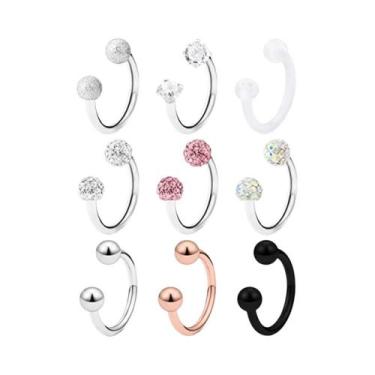 Imagem de Piercing De Argola 16G Em Aço Cirúrgico Com Cristal Cúbico Para Lábio,