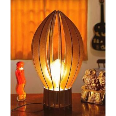 Imagem de Abajur de Mesa em MDF Modelo Foguete - Iluminação Moderna e Eficiente 