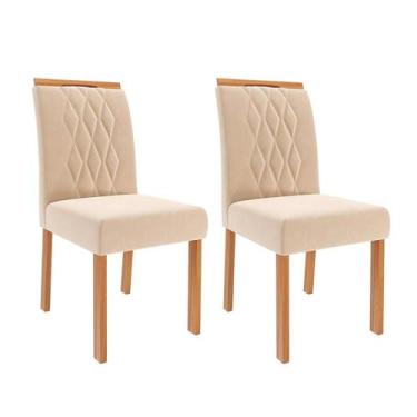Imagem de Conjunto com 2 Cadeiras Juliana Wood Suede Nude e Madeira - Modern