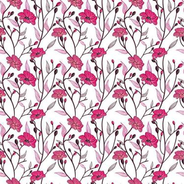 Imagem de Papel De Parede Floral Flores Vermelhas Adesivo Quarto Sala