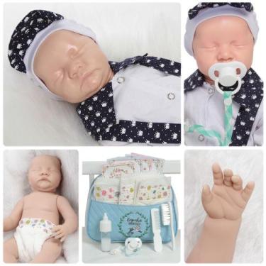 Imagem de Bebê Reborn Boneco Levi Enxoval Suspensório Com Bolsa Itens - Cegonha 