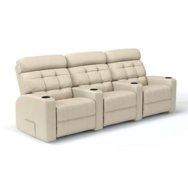 Imagem de Sofá 3 Lugares Reclinável Elétrico em Couro Bovino Linha Cinema Sala d