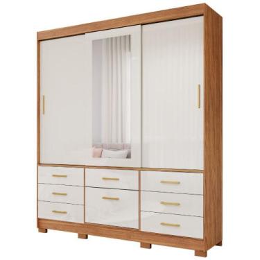 Imagem de Guarda Roupa Lais 3 Portas Correr 7 Gavetas com Espelho MDF - Panan, C
