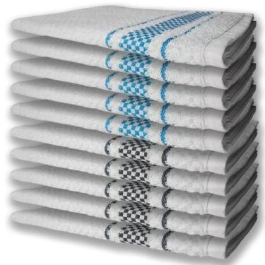 Imagem de 10 Panos De Prato Atoalhado Felpudo Premium 5 Azul 5 Preto - TOALHAS S
