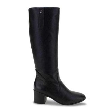 Imagem de Bota Feminina Bottero Cano Longo Salto Blocado, Preto, Preto, 35