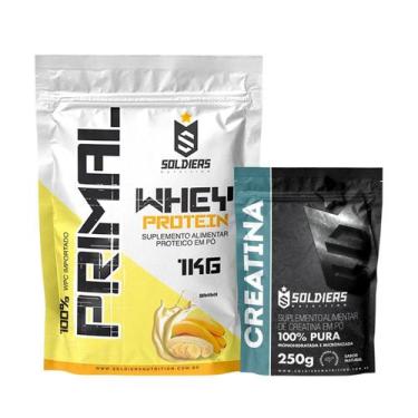 Imagem de Kit Whey Protein Primal 1Kg Banana e Creatina 250g Soldiers Nutrition