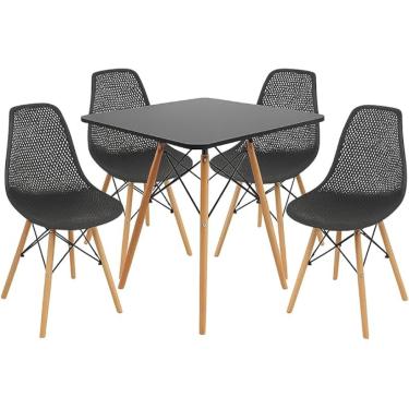 Imagem de Conjunto Mesa Quadrada 80x80cm com 4 Cadeiras Eames Colméia