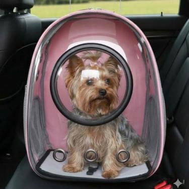 Imagem de Mochila de Transporte Pet Visor Bolha Panorâmico Lovely Vibe, rosa cla
