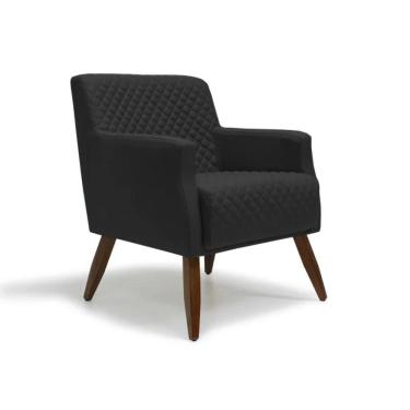 Imagem de Poltrona Decorativa Pés Palito Madeira Diva Veludo C-300 Preto - Domi