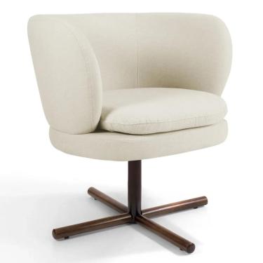 Imagem de Poltrona Decorativa Sala de Estar Melissa Base Xis Giratória Veludo C-309 Bege - Domi