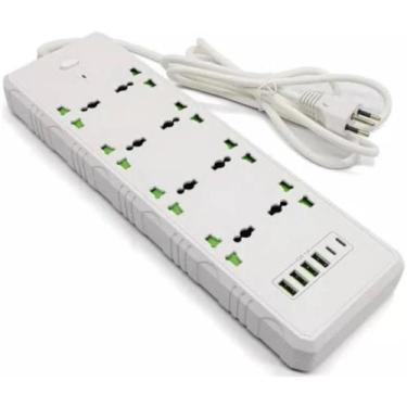 Imagem de Extensão Regua 8 Tomadas Universais 4 Usb 2 Usb-c - OI VIDA