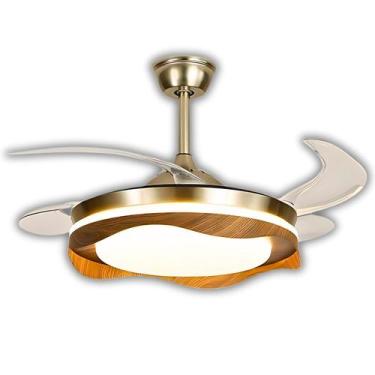 Imagem de Ventilador de Teto Retrátil Woodline Dourado Madeira Disoma 78W com LE