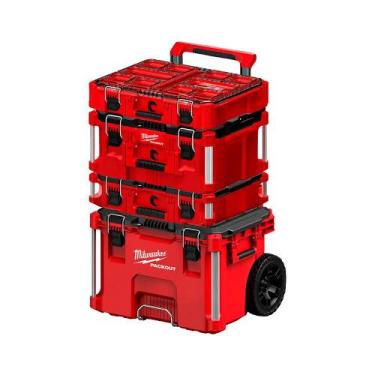 Imagem de Kit Maletas e Caixas Com Carrinho Packout 4 Milwaukee