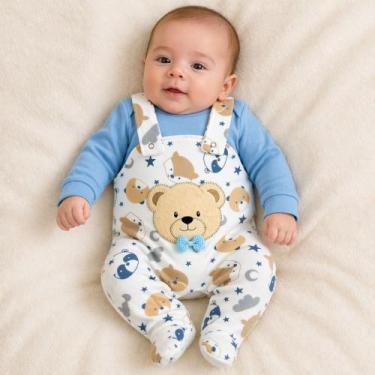 Imagem de Conjunto Body e Jardineira Soft Inverno Roupas de Frio Bebê Menina Men