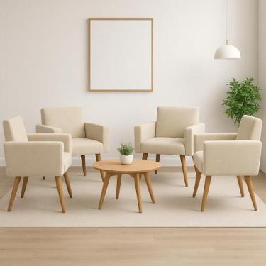 Imagem de Kit 4 Cadeira Para Recepção Barbearia Sala De Espera Lina - Móveis Maf