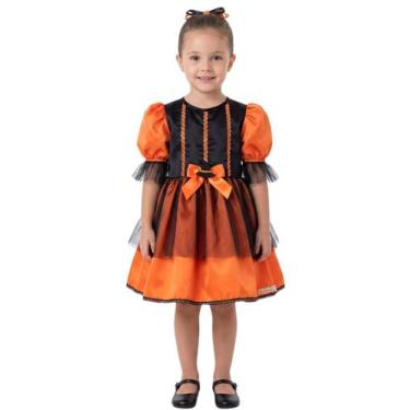 Imagem de Vestido Jardim Encantado Infantil Bebê Papilloo, Laranja, G