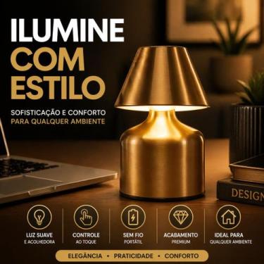 Imagem de Mini Luminária Mesa USB Recarregável LED 3 Níveis para Quarto Escritór