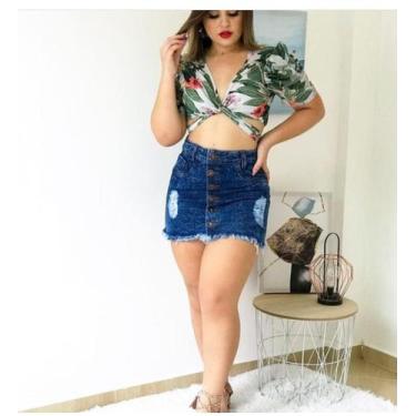Imagem de SAIA JEANS AZUL FEMININO COM BOTOES NA FRENTE tamanhos   34 AO 46 - ma