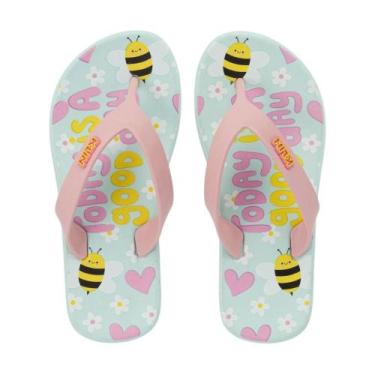 Imagem de Chinelo infantil menina klin abelhinha azul acqua/rosa doce, 31-32