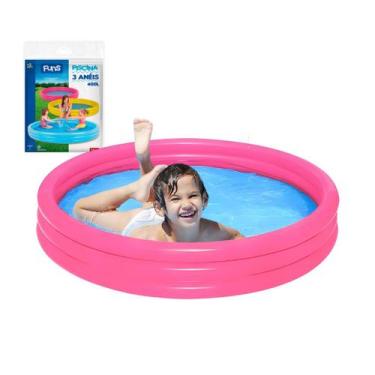 Imagem de Piscina Redonda Infantil Com 3 Anéis Infláveis Criança Sortida 400l - 
