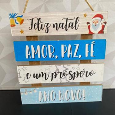 Imagem de Placa decorativa natalina de natal com frase para pendurar porta ou pa