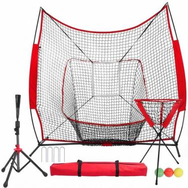 Imagem de Conjunto de rede de beisebol 213 x 213 cm com tee, bolas e zona de str