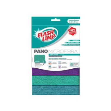Imagem de Pano de Limpeza Multiuso Flash Limp FLP6742 3 Panos, Colorido