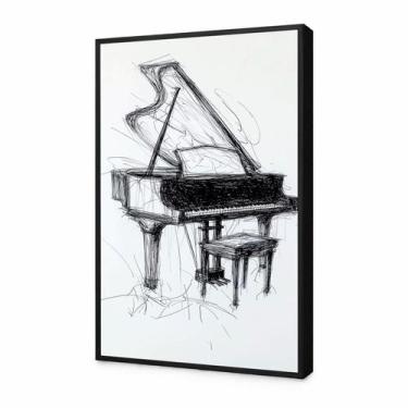 Imagem de Quadro decorativo rabisco piano arte com moldura 60X40 - Quadros Santa