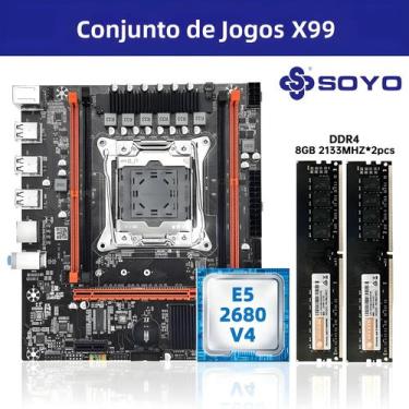 Imagem de Kit De Placa Mãe SOYO X99 Com CPU Intel Xeon E5 2680 V4 E 16GB De RAM 
