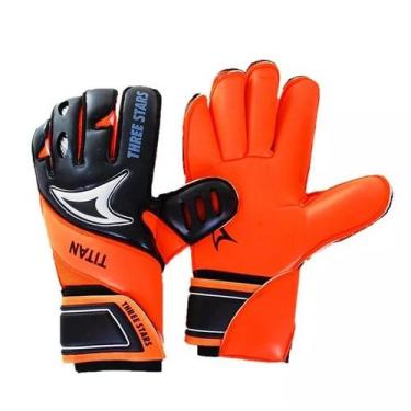 Imagem de Luva de Goleiro Futebol Camp Three Stars Titan, Laranja, Preto, Pequen