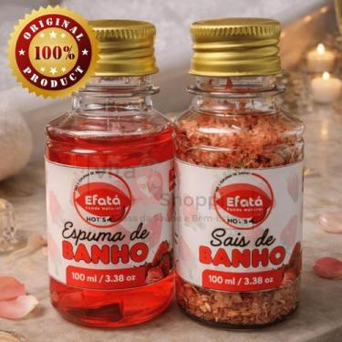 Imagem de Kit Sais e Espuma de Banho Banheira Ofurô Jacuzzi Morango - Efatá
