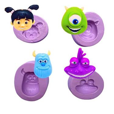 Imagem de Confeitaria dos moldes, F826 MOLDE DE SILICONE KIT MONSTROS S.A COM 4 MOLDES CONFEITARIA ARTESANATO