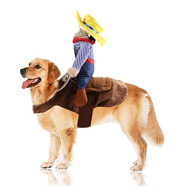 Imagem de SEIS Roupa de fantasia para animais de estimação, caubói, cavalo, desenhada, roupas para festas de Halloween (2GG)
