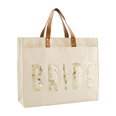 Imagem de Mud Pie Bolsa feminina para noiva, bronzeada, 36 x 45 cm, Bronze com noiva dourada, 14 1/4" x 18", Bolsa Tote Bride