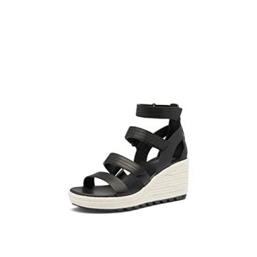 Imagem de SOREL Sandálias Femininas Cameron Wedge Multistrap, Preto, giz, 8