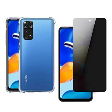 Imagem de Kit Capa Anti Impacto e Película De Vidro Privacy Privacidade Para Xiaomi Redmi Note 11 e Note 11S