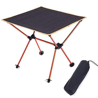 Imagem de Yajun Mesa dobrável de piquenique, para acampamento, mesas de jardim, churrasco, escritório, lanche, mesa dobrável ultraleve com bolsa de transporte, laranja