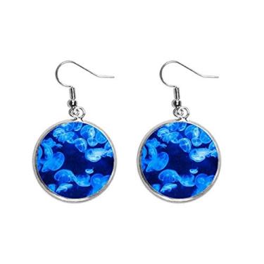 Imagem de Brinco feminino de prata com pingente de orelhas de oceano da natureza ciência azul escuro