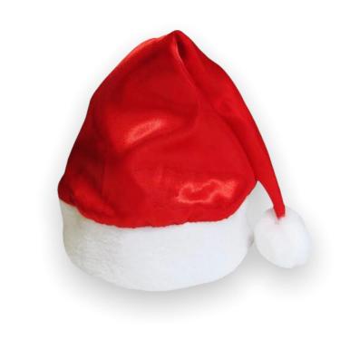 Imagem de Kit 10 Gorros Toucas de Papai Noel Infantil Gorrinho Natalino em Cetim com Pelúcia