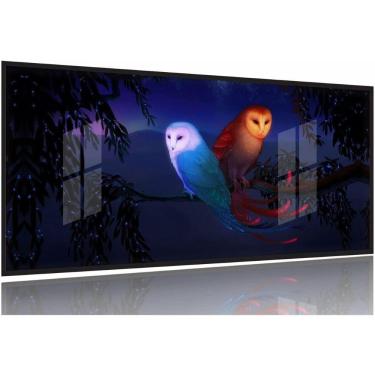 Imagem de Quadro decorativo Artístico Paisagem Corujas - 130x60 Moldura Preta 2x2