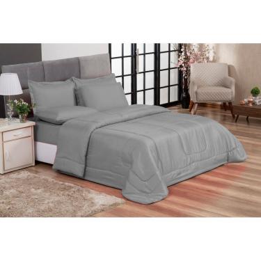 Imagem de Jogo de Cama Primor Queen Kit 6 Pçs Cinza Casa Dona